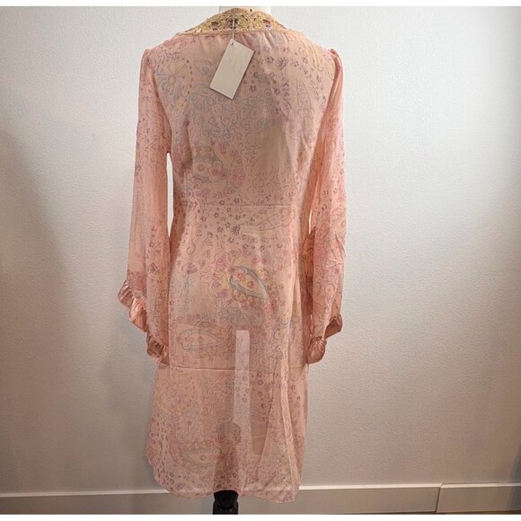 NWT Ebene Patrick Assuline Peach Sheer Kimono Robe Size 2 Duster Embroidered - Picture 13 of 14